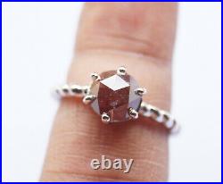 1.70cts Red Brown Round Rose Cut Diamond Solitaire Ring, silver Engagement ring