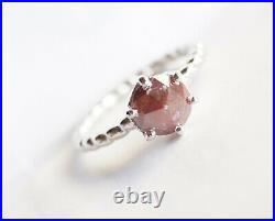 1.70cts Red Brown Round Rose Cut Diamond Solitaire Ring, silver Engagement ring