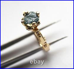 1.71ct Blue Rough Diamond Ring, Canadian Blue Uncut Raw Diamond 925 silver Ring