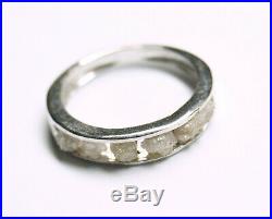 1.90cts Gray White Rough Diamond Ring, Uncut Raw Diamond 925 silver Ring Band