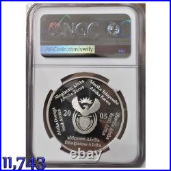 1 OZ SILVER VULTURES 2005 south africa 2 rand PF68 NGC R2 BIRDS OF PREY SERIES