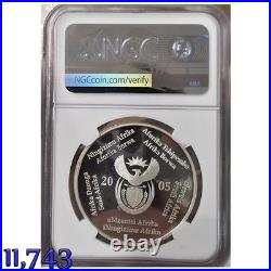 1 OZ SILVER VULTURES 2005 south africa 2 rand PF68 NGC R2 BIRDS OF PREY SERIES