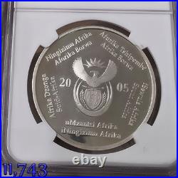 1 OZ SILVER VULTURES 2005 south africa 2 rand PF68 NGC R2 BIRDS OF PREY SERIES