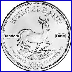 1 Oz South African Silver Krugerrand Coin. 999 BU (Lot of 100) Random Dates