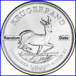 1 Oz South African Silver Krugerrand Coin BU (No Culls, Random Dates) Lot of 20