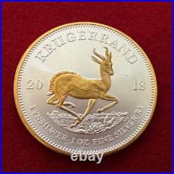 1 Troy OZ. 999 Silver 2018 South African Krugerrand with 24K Gilding by SFS