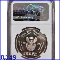 1 oz SILVER 2002 SOUTH AFRICA 2 RAND southern right whale PF68 NGC R2 new holder