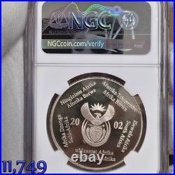1 oz SILVER 2002 SOUTH AFRICA 2 RAND southern right whale PF68 NGC R2 new holder