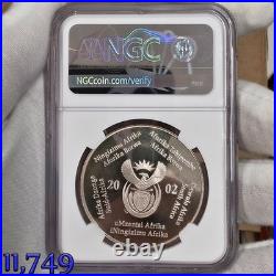 1 oz SILVER 2002 SOUTH AFRICA 2 RAND southern right whale PF68 NGC R2 new holder