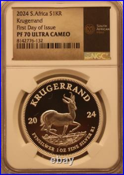 1oz Silver Krugerrand Proof NGC PF70 First Day of Issue. 999 Silver S1KR 2024