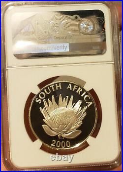 2000 SOUTH AFRICA SILVER PROOF PROTEA WINE ngc PF69 1 RAND R1
