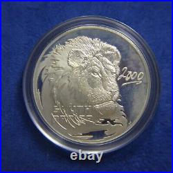 2000 South Africa Wildlife Lion Silver Proof Set 3.75oz. 925 Silver -toned
