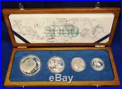 2000 South Africa Wildlife Series The Lion 4-coin Silver Proof Set. Box & Coa