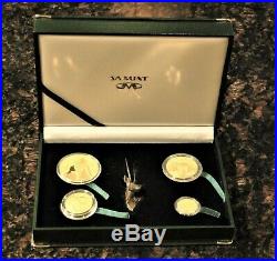 2001 Africa 4 Gold Coin Natura Oryx Proof Set AU 999.9 sterling silver oryx head