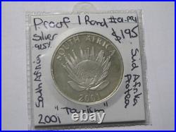 2001 South Africa 1 Rand Silver 925 Proof coin rare low mintage Tourism Afrika