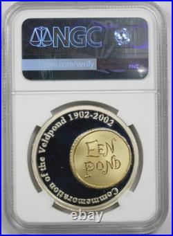 2002 Gilt South Africa Silver Veldpond 100th Aniv NGC PF 68 Ultra Cameo