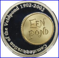 2002 Gilt South Africa Silver Veldpond 100th Aniv NGC PF 68 Ultra Cameo