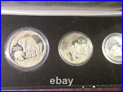2002 SOUTH AFRICA SILVER 4 COIN PROOF SET ELEPHANTS 3.75oz. 925 Silver