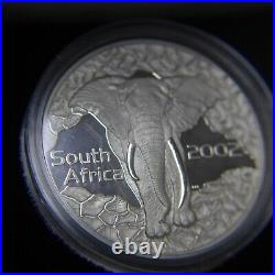 2002 SOUTH AFRICA SILVER 4 COIN PROOF SET ELEPHANT 3.75oz. 925 Silver