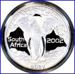 2002 Silver South Africa 4 Coin Elephant Silver Proof Set #0001 WOW