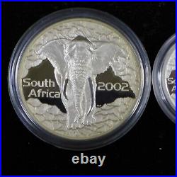 2002 South Africa 4 silver coins 50 20 10 5 cents Wildlife Elephant No Box/COA