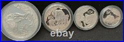 2002 South Africa Elephant Silver 4-coin Wildlife Series. 925 Sterling Silver