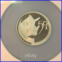 2003 South Africa Silver 50 Cents S50c Rhinocerous Ngc Pf 69 Ultra Cameo Top Pop