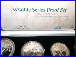2003 South Africa Wildlife Series 4 Coin Silver Proof Set The Rhino 3.75oz