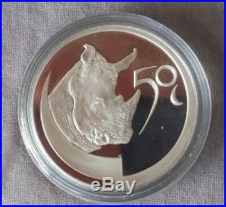 2003 South Africa rhino coin set 50 5 cent silver. 925 PP BOX + COA 1500 pcs