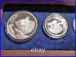 2004 Wildlife Series The Leopard 5 Coin Silver & Gold Set Low Mintage 299 Sets