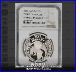 2005 SOUTH AFRICA SILVER PROOF 2 rand R2 ngc PF69 WORLD CUP SOCCER GERMANY