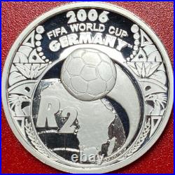 2005 South Africa 2 Rand 1 Oz Silver Proof 2006 Fifa Soccer Ball Crown Rare