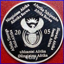 2005 South Africa 2 Rand 1 Oz Silver Proof 2006 Fifa Soccer Ball Crown Rare