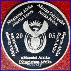 2005 South Africa 2 Rand 1 Oz Silver Proof 2006 Fifa Soccer Crown Rare! Km# 373