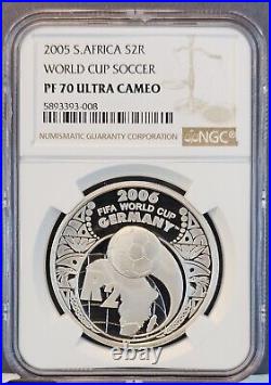 2005 South Africa Silver 2 Rand S2r World Cup Soccer Ngc Pf 70 Ultra Cameo