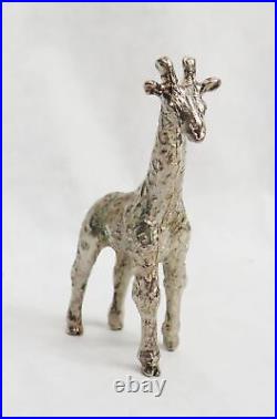 2006 Gold South Africa Silver Giraffe Sculpture Natura Original Wooden Box & Coa