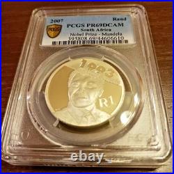 2007 South Africa Nobel Prize silver Mandela coin 1 Rand PCGS PF 69