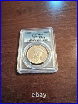 2007 South Africa Noble Prize Mandela 1 Silver Rand. PCGS MS 67