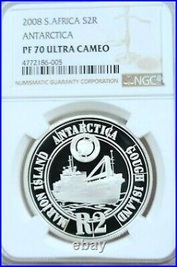 2008 South Africa Silver 2 Rand S2r Antarctica Ngc Pf 70 Ultra Cameo Perfection