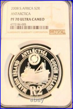 2008 South Africa Silver 2 Rand S2r Antarctica Ngc Pf 70 Ultra Cameo Perfection