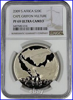 2009 South Africa Cape Griffon Vulture 20C 20 Cents Proof Coin NGC PF 69 UC