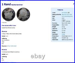2010 South Africa SILVER 1 RAND NGC MS66 NADINE GORDIMER R1 Protea BU