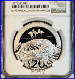 2010 South Africa Silver 20 Cents Nile Crocodile Ngc Pf 69 Ultra Cameo