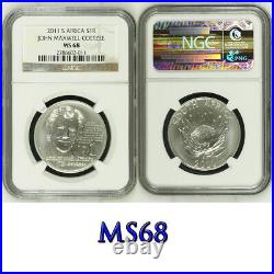 2011 south africa SILVER 1 rand MS68 NGC JOHN MAXWELL COETZEE UNCIRCULATED R1