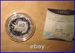 2012 South Africa ANTARCTICA 100Th 2 Rand Proof Silver coin with COA & BOX RAR