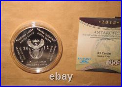 2012 South Africa ANTARCTICA 100Th 2 Rand Proof Silver coin with COA & BOX RAR