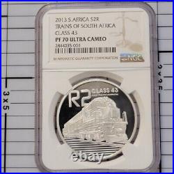 2013 South Africa SILVER 2 rand PF70 NGC TRAINS CLASS 43 R2
