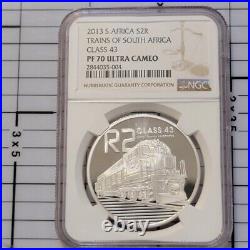 2013 South Africa SILVER 2 rand PF70 NGC TRAINS CLASS 43 R2