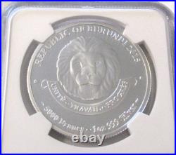 2015 Burundi African Lion NGC PF 70, UC, Proof, 999 Silver, COA 0864/1000