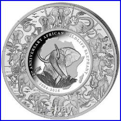 2015 Somalia aphrican ELEPHANT PUZZLE 1 KG Kilo Silver Coin withbox+CoA
